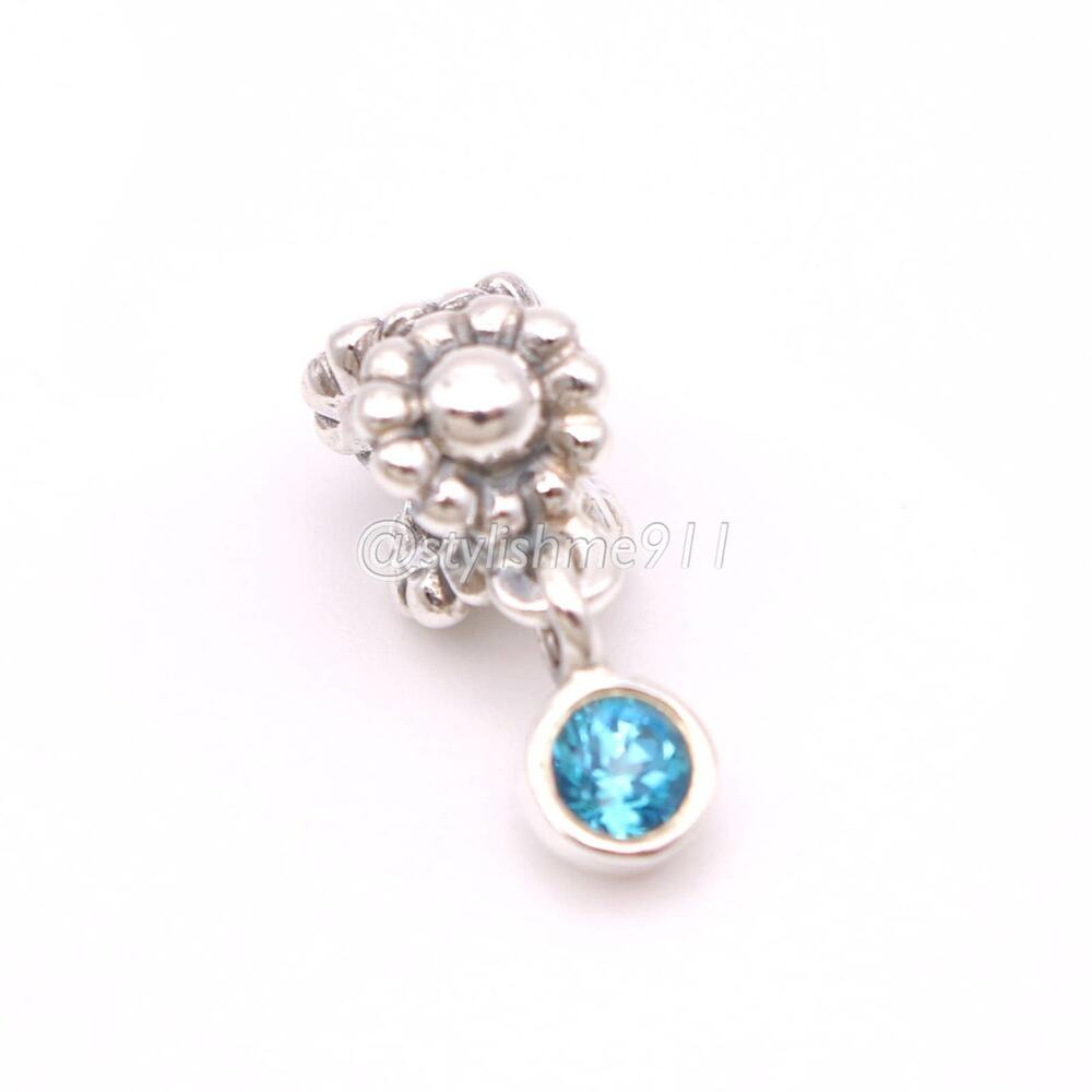 Authentic PANDORA Retired Blue Dew Drop Dangle Charm - Picture 6 of 10